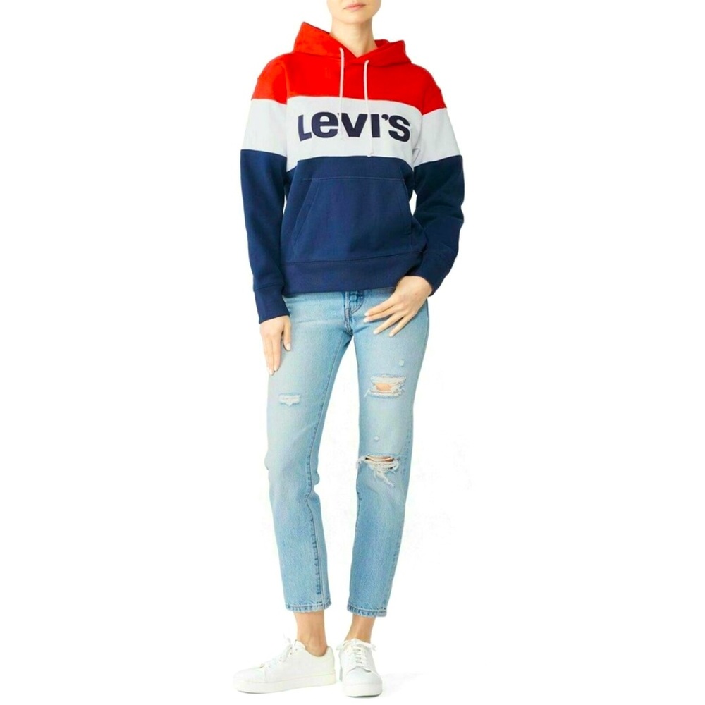 Levi's Colorblock Sport Hoodie L Logo Cotton - Picture 3 of 5